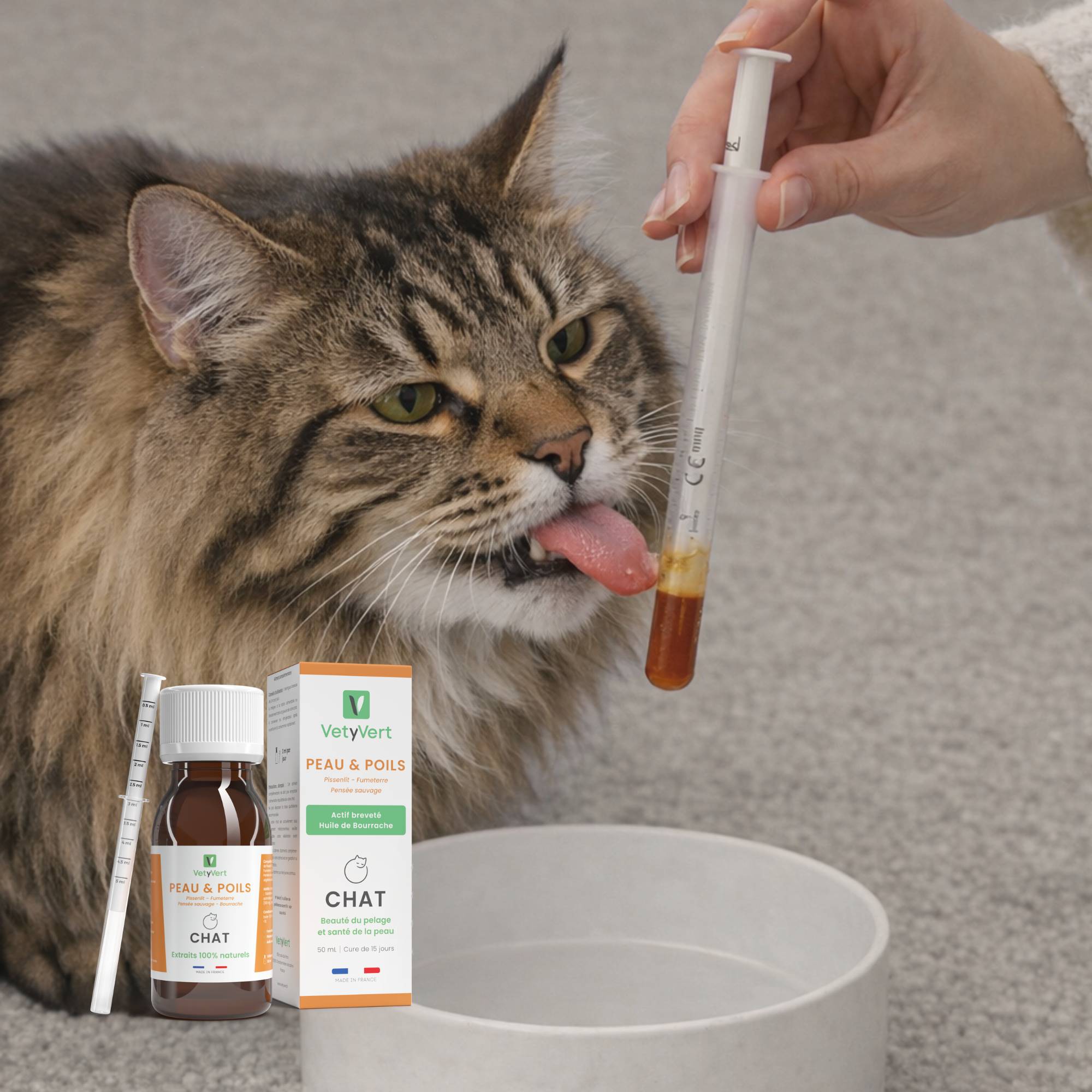 Complément alimentaire vétérinaire - Peau & Poils chat 50 mL - VetyVert - Image 2