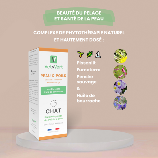Complément alimentaire vétérinaire - Peau & Poils chat 50 mL - VetyVert - Image 3