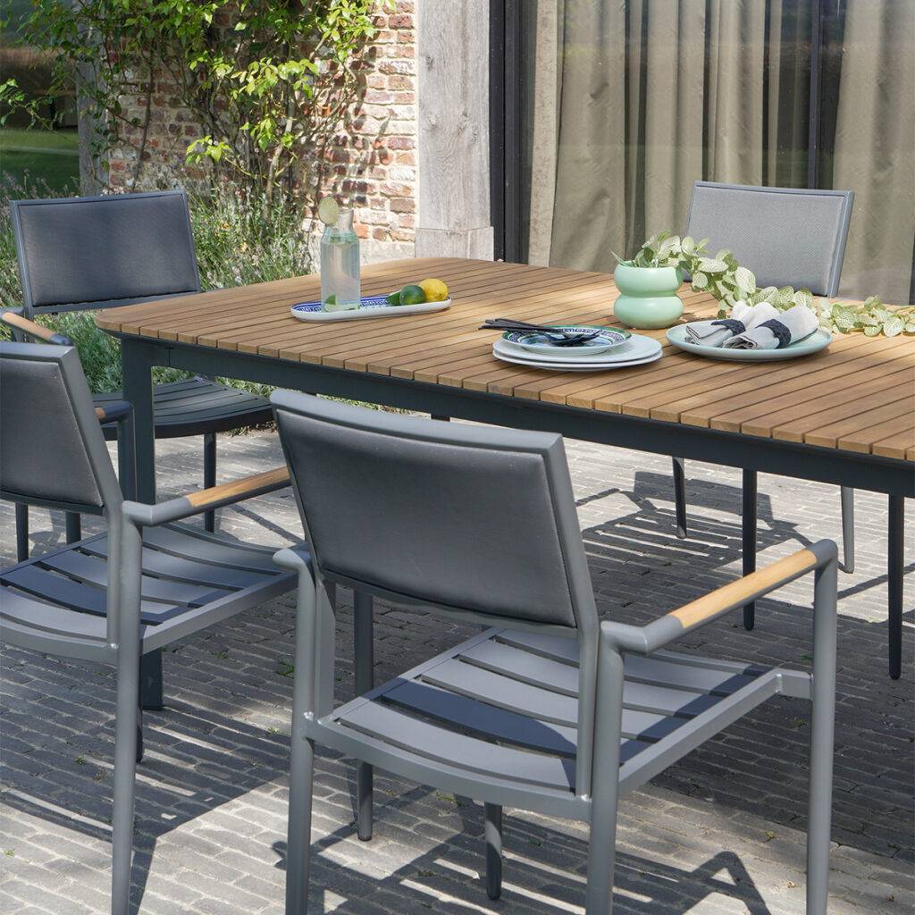 Wilsa Garden - Ensemble jardin PIANA en teck massif et aluminium 6/8 places - Imagen 3