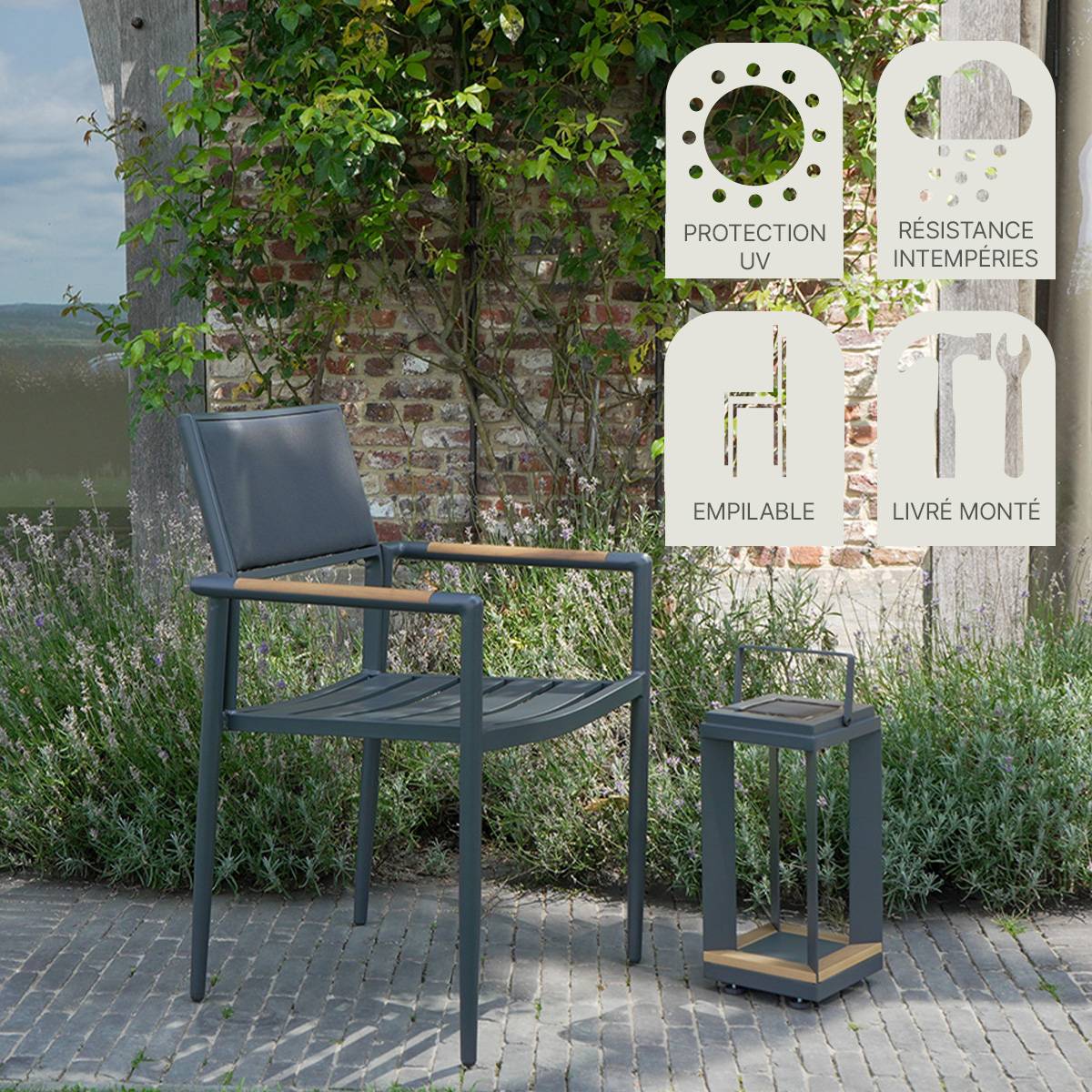 Wilsa Garden - Ensemble jardin PIANA en teck massif et aluminium 6/8 places - Imagen 7