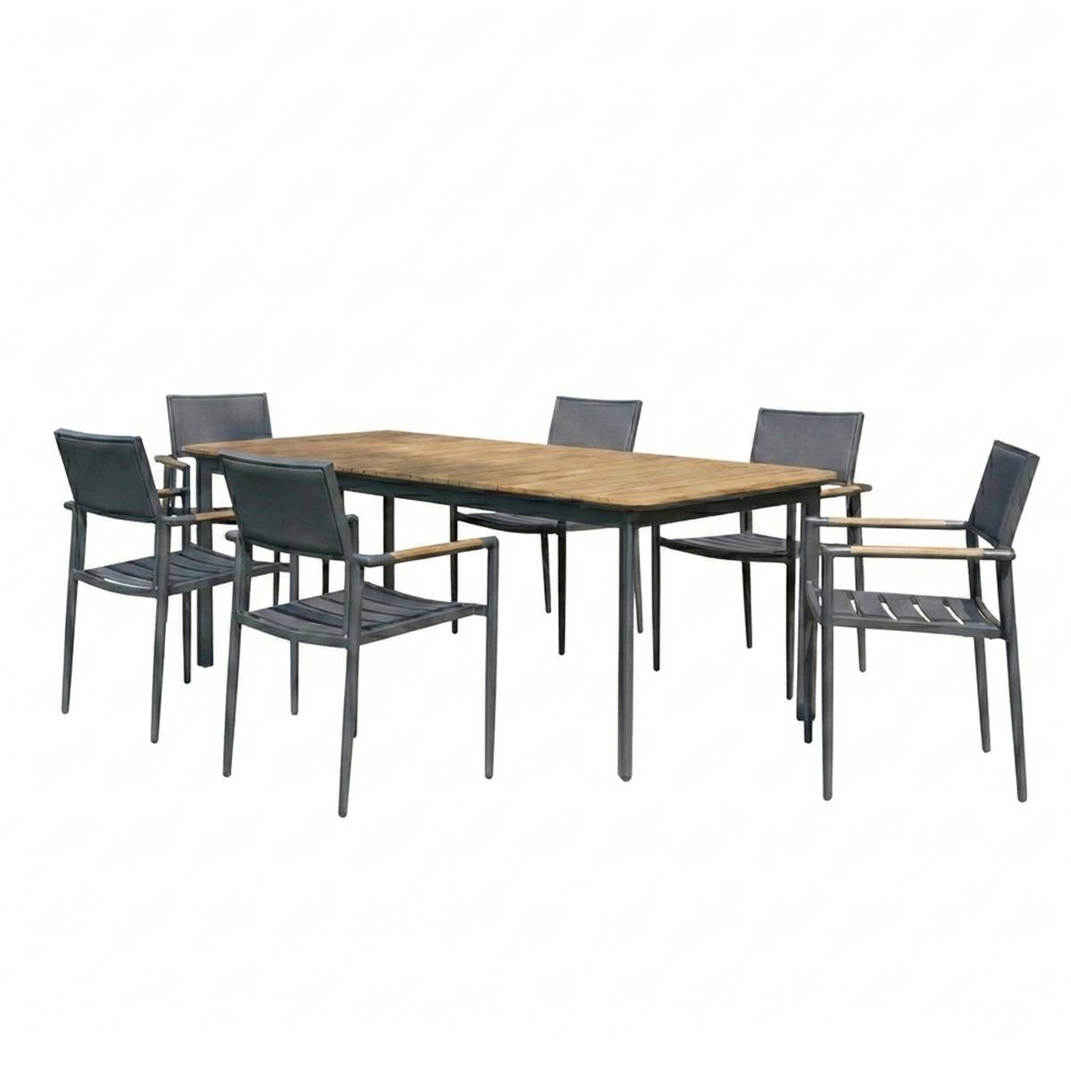 Wilsa Garden - Ensemble jardin PIANA en teck massif et aluminium 6/8 places - Imagen 2