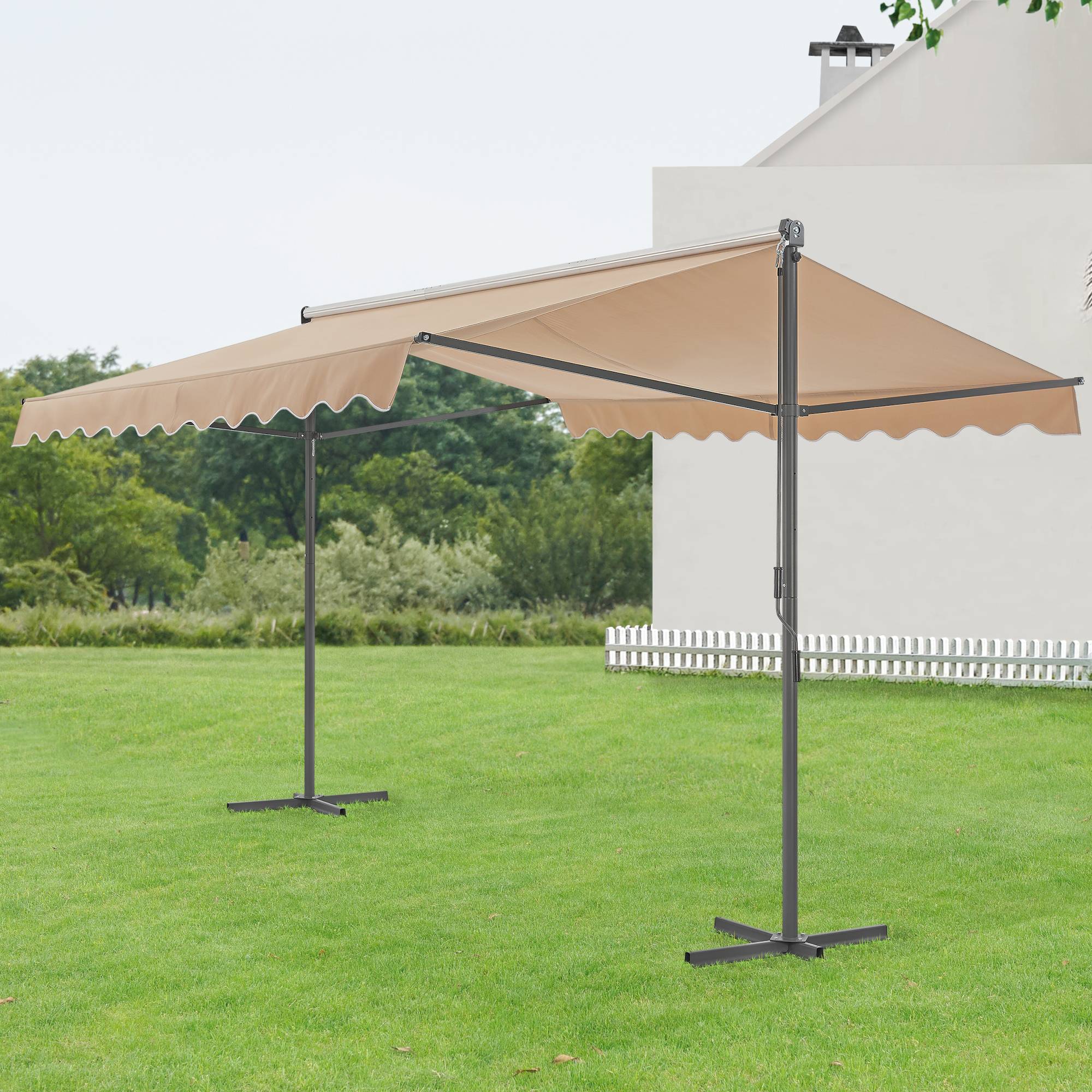 Pro.Tec - Store banne autoportant Selenizza à double pente 400 x 300 x 260 cm sable [pro.tec] - Imagen 2