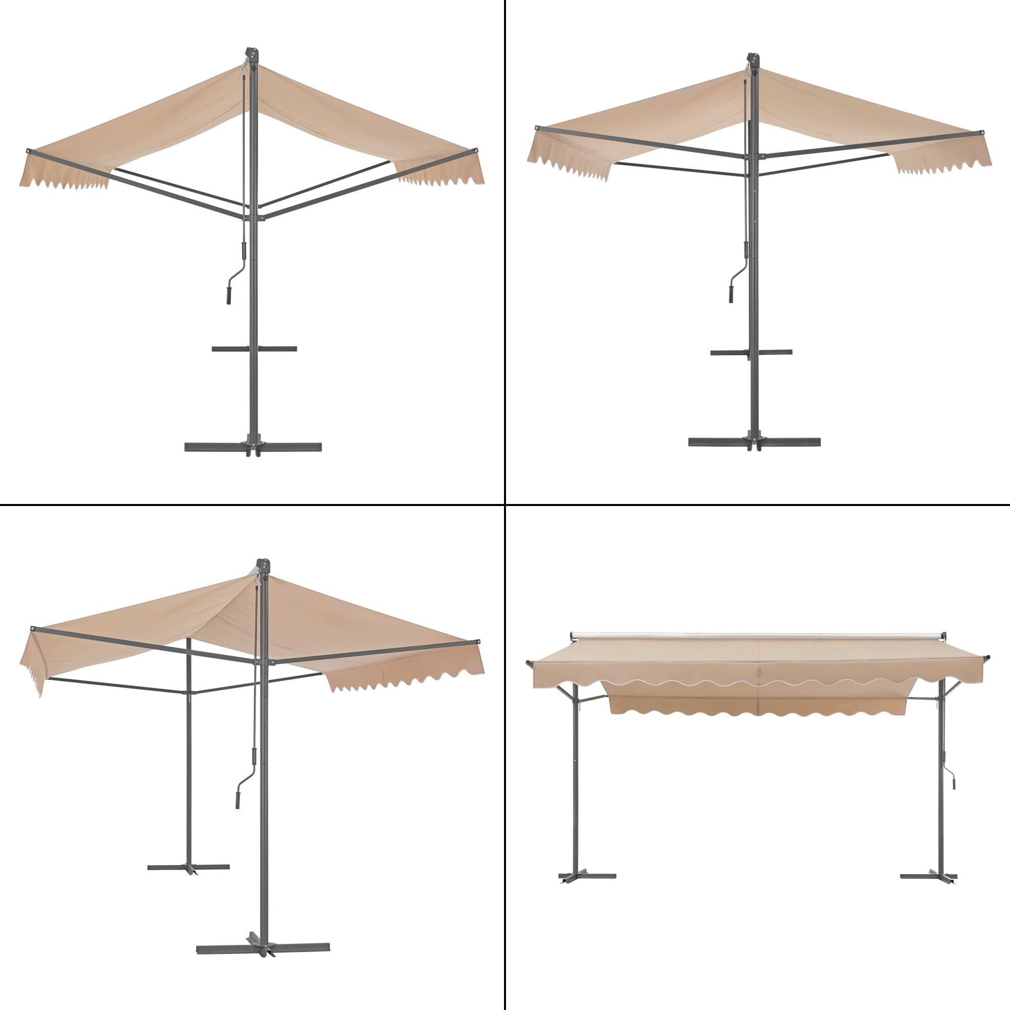 Pro.Tec - Store banne autoportant Selenizza à double pente 400 x 300 x 260 cm sable [pro.tec] - Imagen 5
