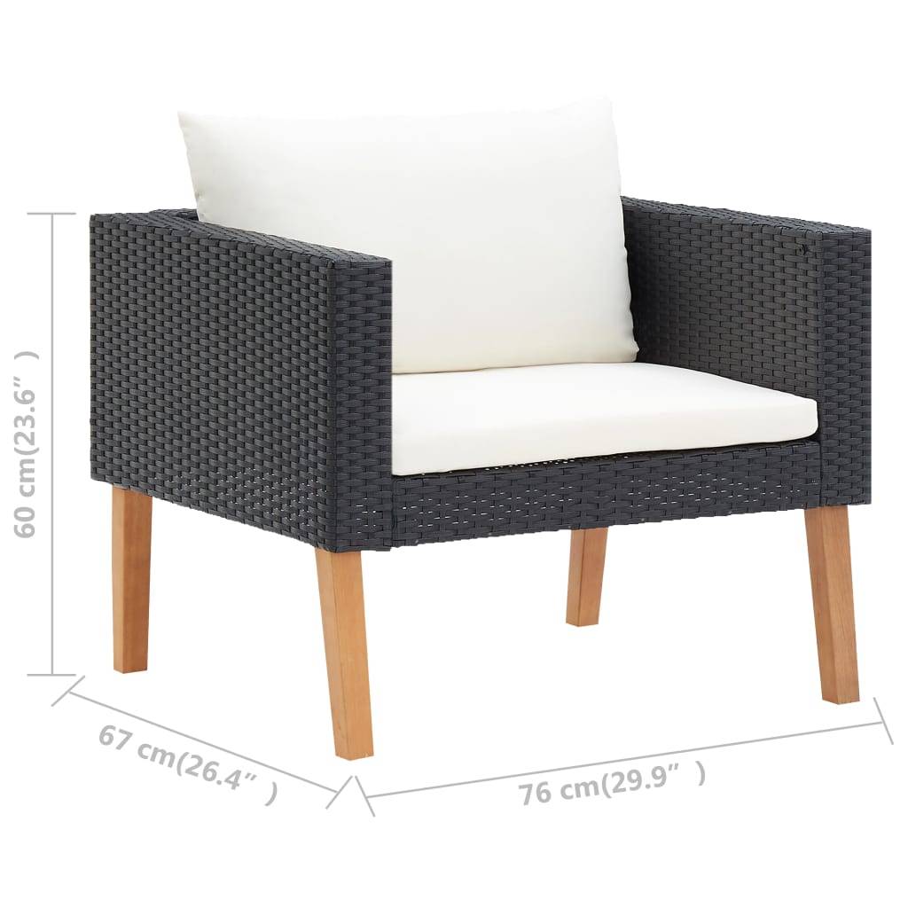 Vidaxl - Salon de jardin 3 pcs avec coussins Résine tressée Noir vidaXL 310218 - Imagen 3