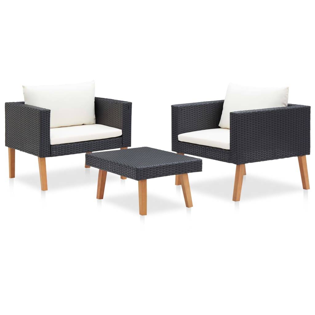 Vidaxl - Salon de jardin 3 pcs avec coussins Résine tressée Noir vidaXL 310218 - Imagen 8