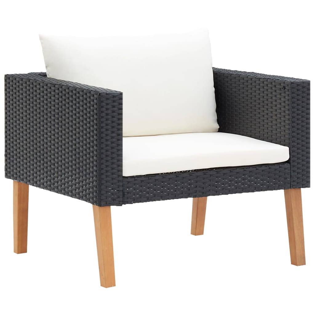 Vidaxl - Salon de jardin 3 pcs avec coussins Résine tressée Noir vidaXL 310218 - Imagen 6