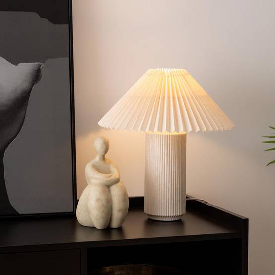 Lampe à Poser en Porcelaine "Talya" 38cm Beige - Image 5