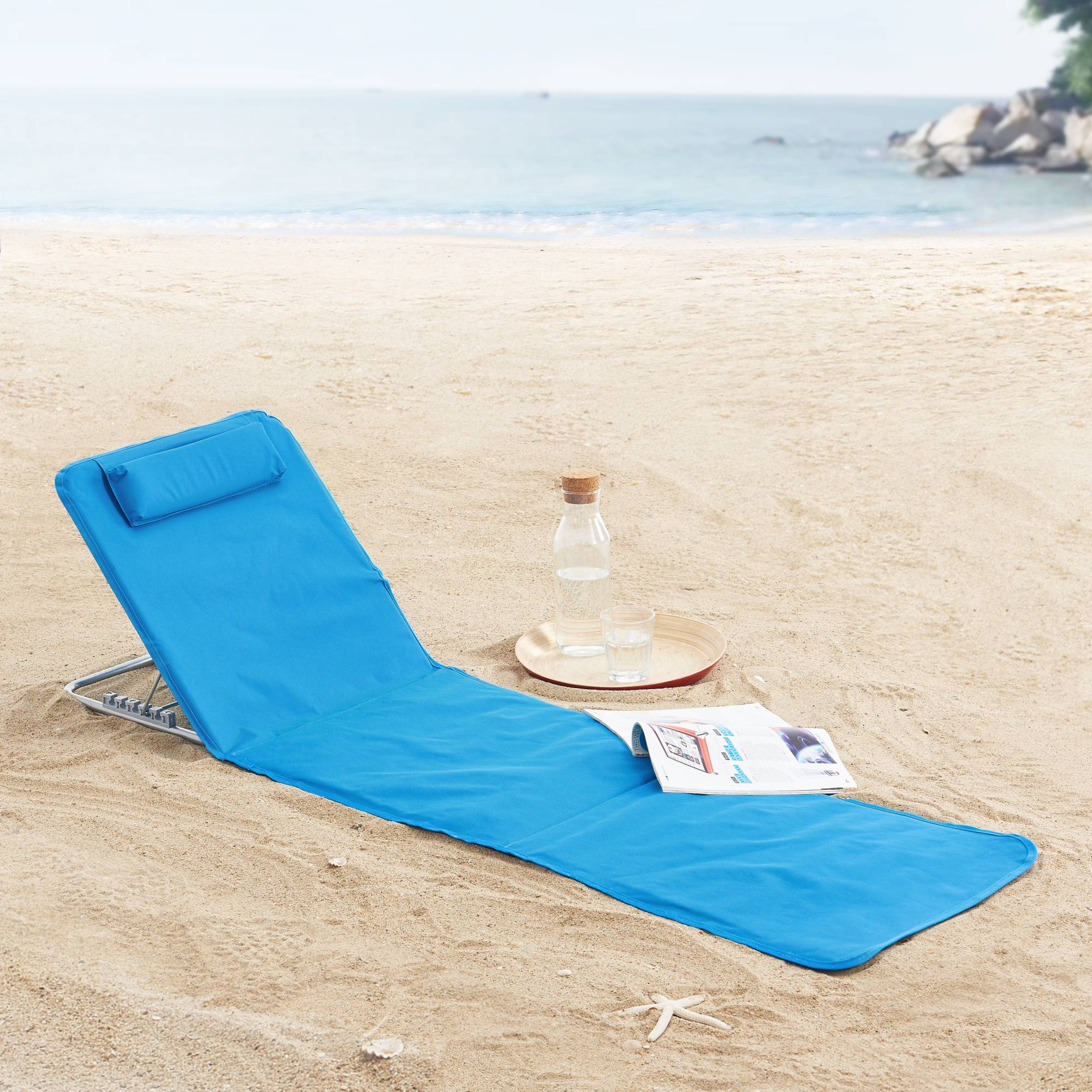 Conjunto de 2 colchonetas de playa Cellorigo con respaldo inclinable 160 x 49 cm azul [en.casa] - Imagen 2