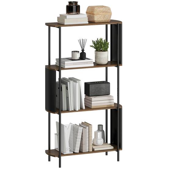 Étagère à livres, autoportante, à 4 niveaux, design incurvé, pour salon ou chambre, 80 x 30 x 141 cm, marron - Image 1