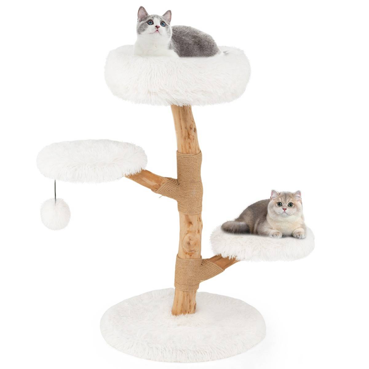 Maison Chic - Arbre à Chat de 90cm Tour pour Chat en Bois Massif de Poirier avec Perchoir Centre d'Activités - Image 1