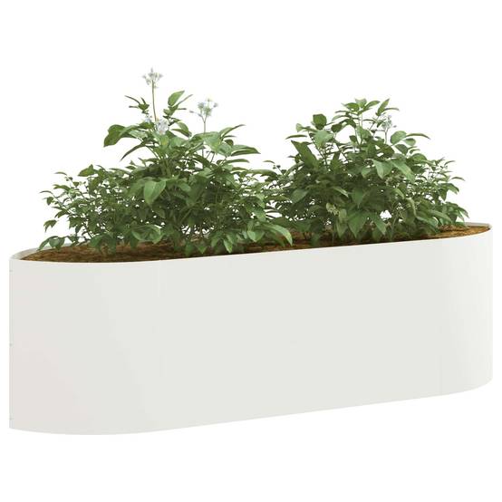 ComfortXL - Jardin surélevé acier bord bateau potager fleurs design ouvert 140x40x40cm blanc - ComfortXL Outdoor Living - Image 3
