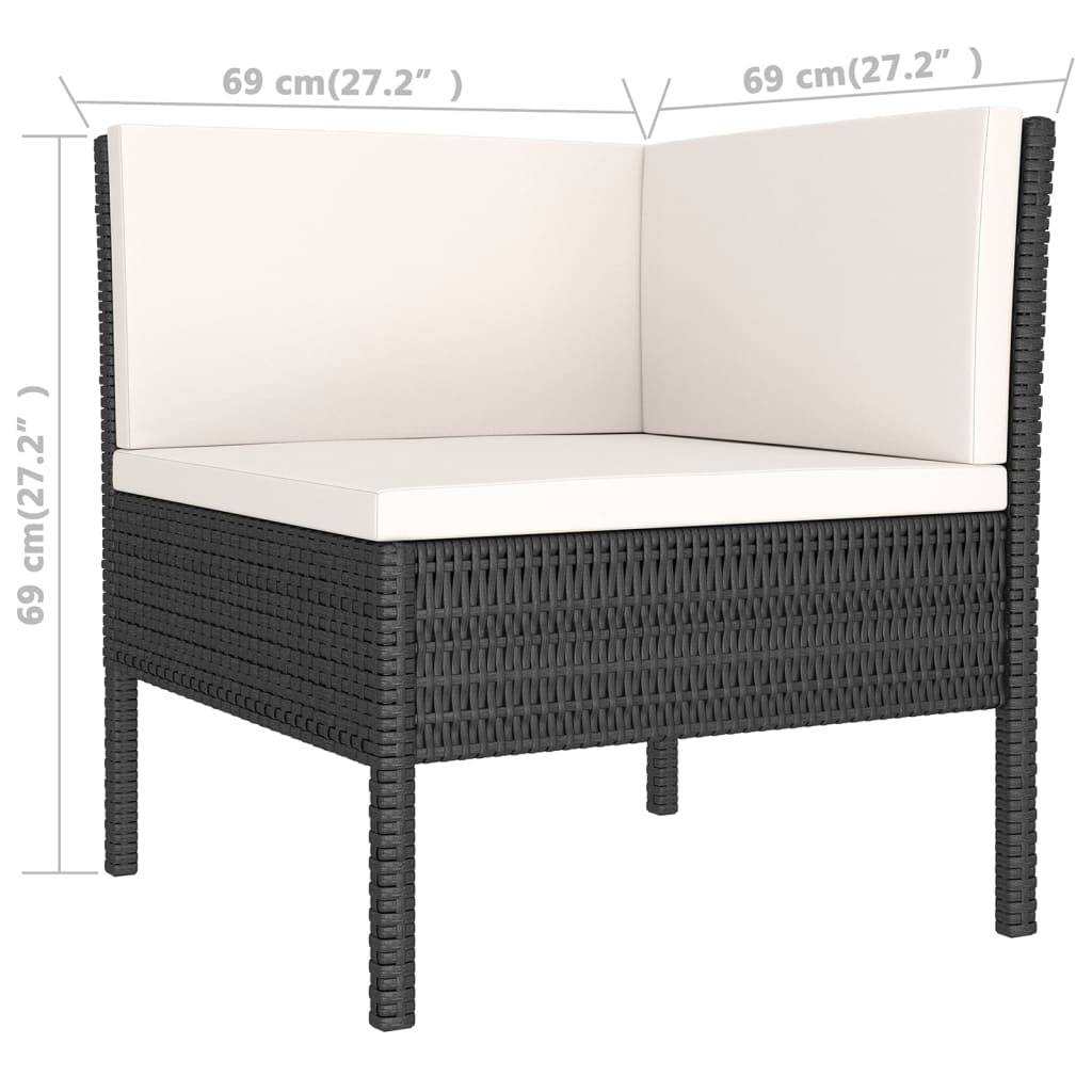 Salon de jardin meuble d'extérieur ensemble de mobilier 5 pièces avec coussins résine tressée noir - Image 5