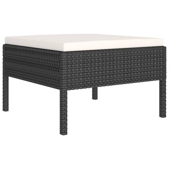 Salon de jardin meuble d'extérieur ensemble de mobilier 5 pièces avec coussins résine tressée noir - Image 3