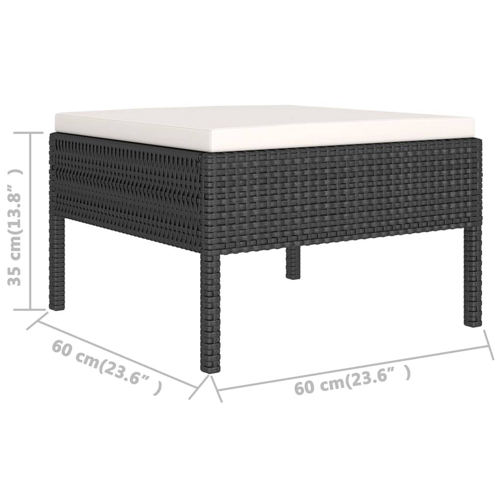 Salon de jardin meuble d'extérieur ensemble de mobilier 5 pièces avec coussins résine tressée noir - Image 6