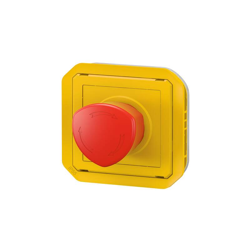 Legrand - Coup de poing d'urgence poussoir déverrouillage 1/4 tour étanche PLEXO avec enjoliveur jaune et bouton rouge - LEGRAND - 069549L - Image 3