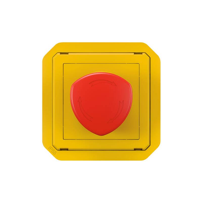 Legrand - Coup de poing d'urgence poussoir déverrouillage 1/4 tour étanche PLEXO avec enjoliveur jaune et bouton rouge - LEGRAND - 069549L - Image 2