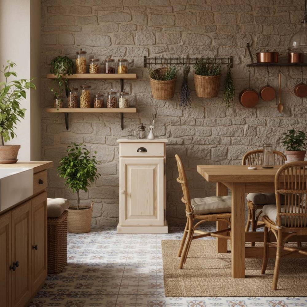 Aubry Gaspard - Confiturier en bois brut 1 tiroir 1 porte - Imagen 2