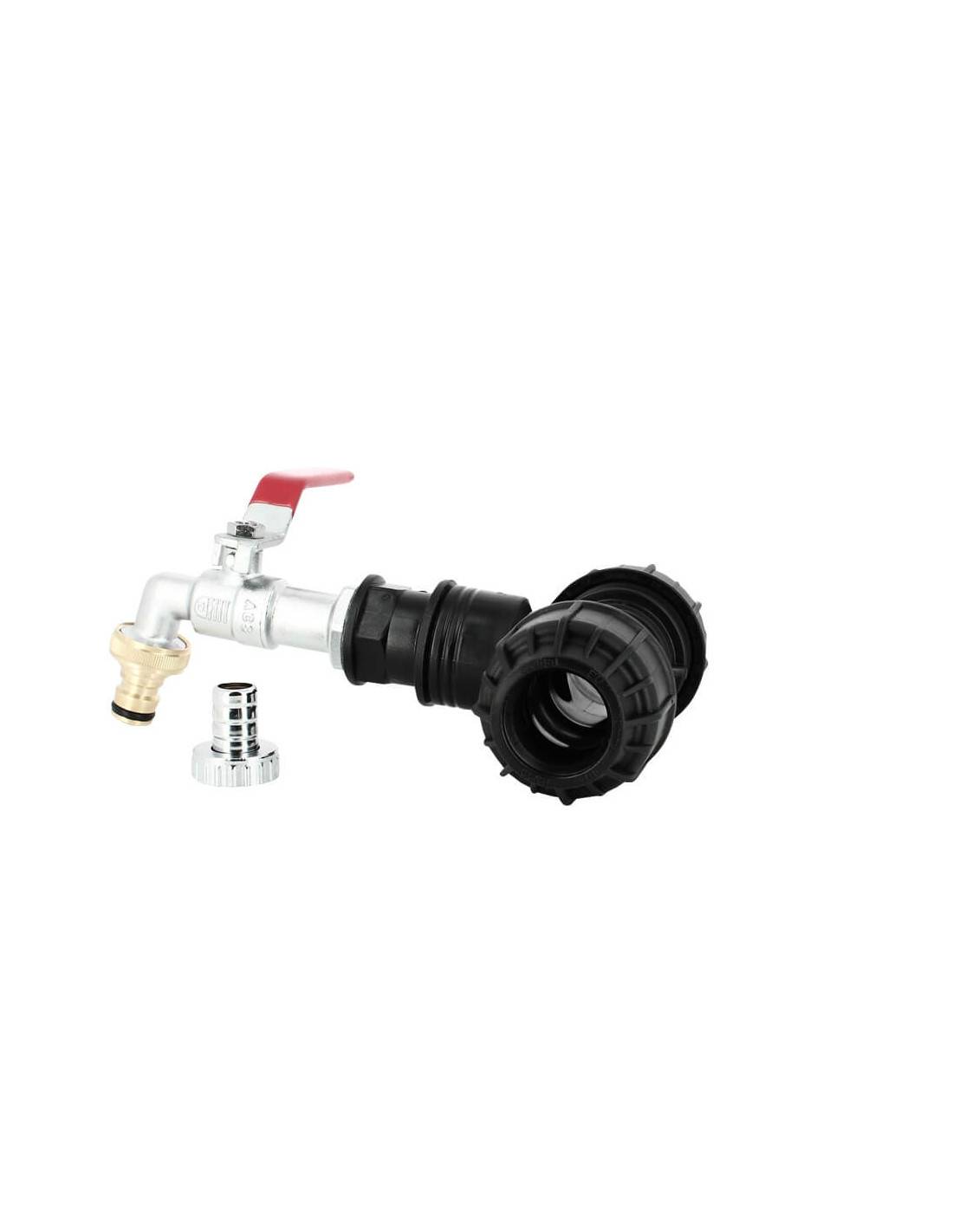 Kit couplage cuve - Raccord Té Ø32 mm + Robinet laiton chromé 15 mm + Nez 20/27 - Imagen 2