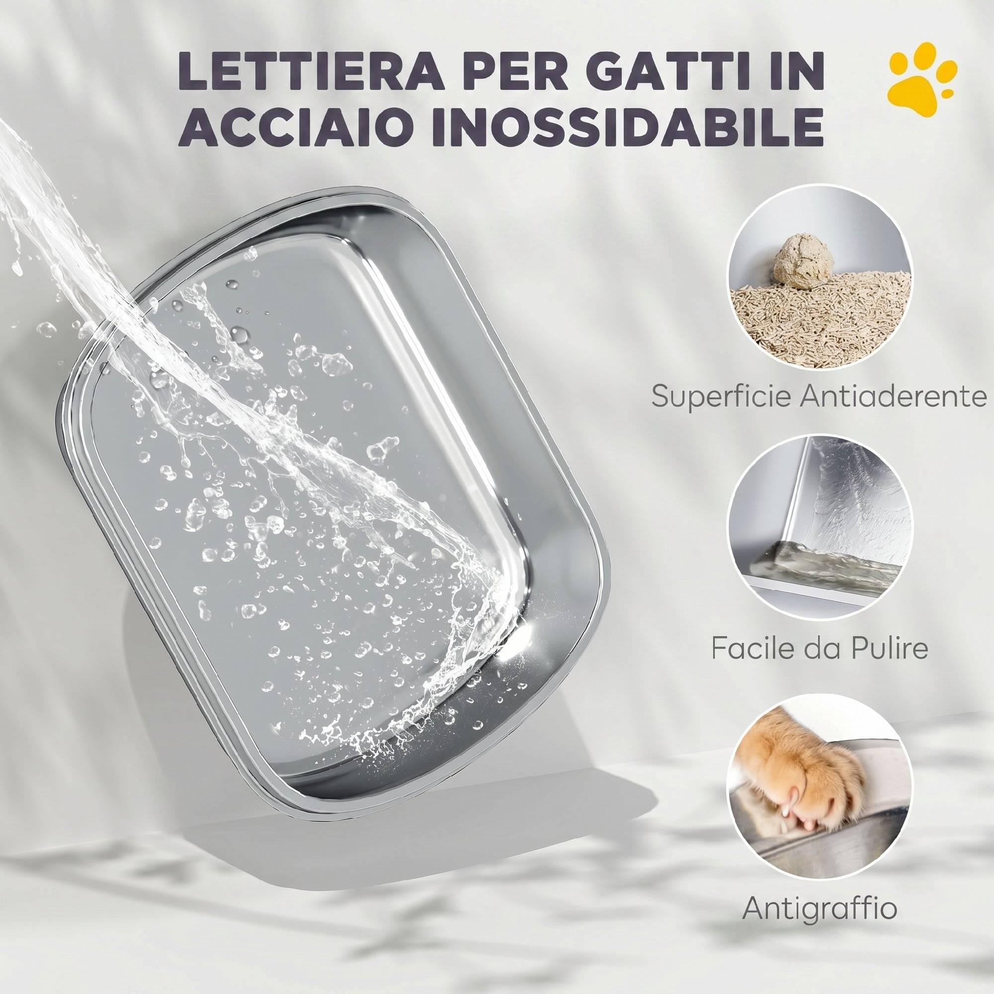 ComfortXL - Maison de toilette XL pour chat avec bac inox et coque ABS blanc 52,4 x 41,3 x 42 cm et couvercle relevable - Image 4