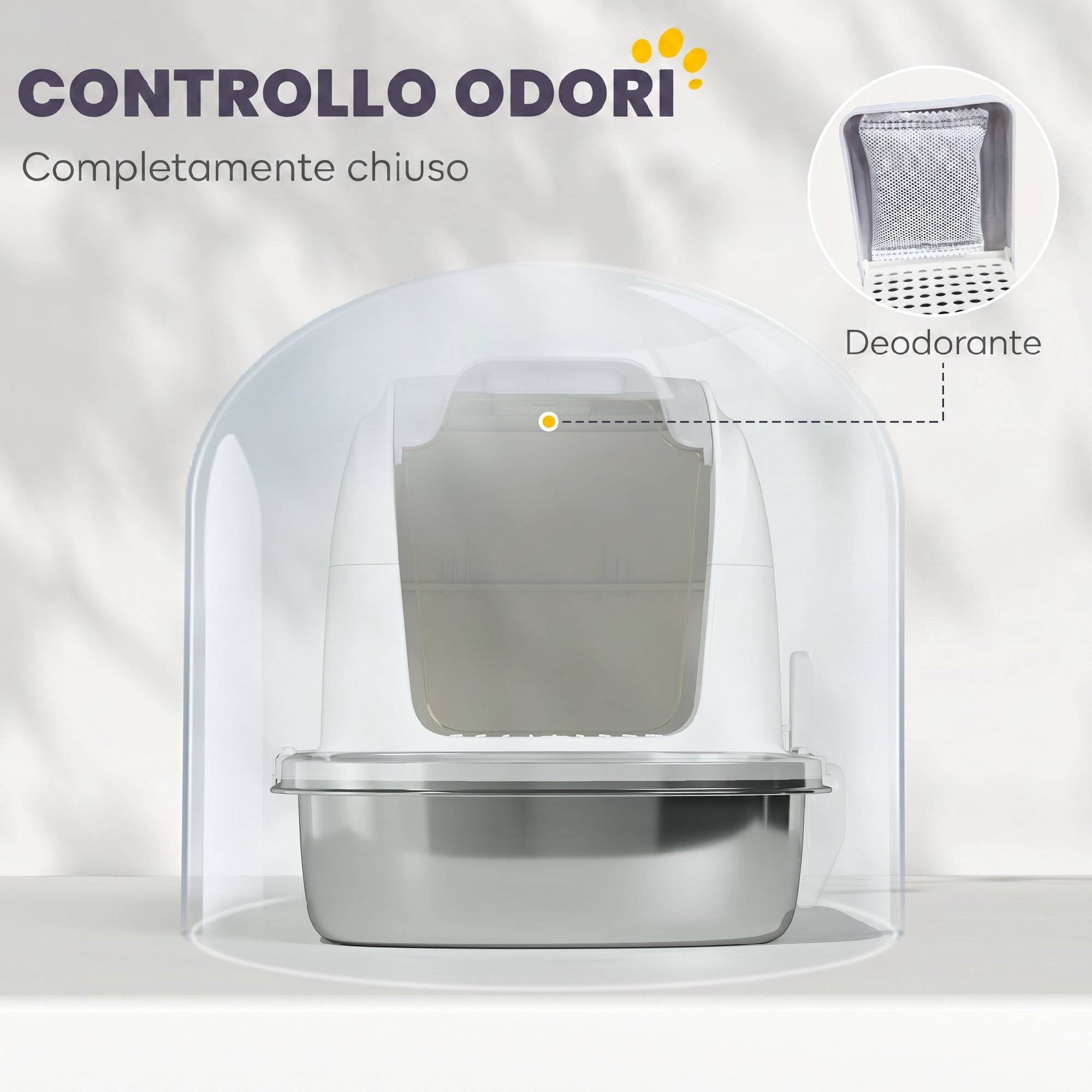 ComfortXL - Maison de toilette XL pour chat avec bac inox et coque ABS blanc 52,4 x 41,3 x 42 cm et couvercle relevable - Image 5