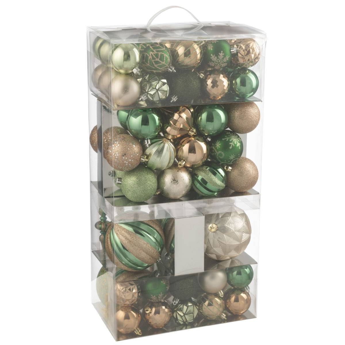 J-Line - Lot de 80 Boules de Noël "Night" 58cm Vert & Écru - Image 2