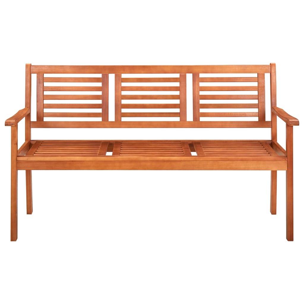 Helloshop26 - Banc de jardin meuble de patio d'extérieur terrasse 3 places 150 x 60 x 89 cm bois d'eucalyptus solide - Imagen 2