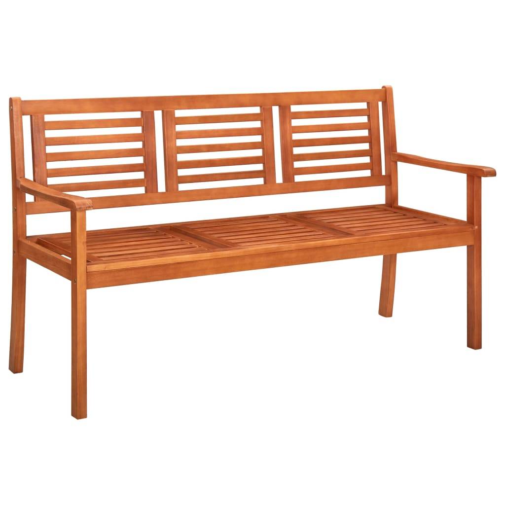 Helloshop26 - Banc de jardin meuble de patio d'extérieur terrasse 3 places 150 x 60 x 89 cm bois d'eucalyptus solide - Imagen 1