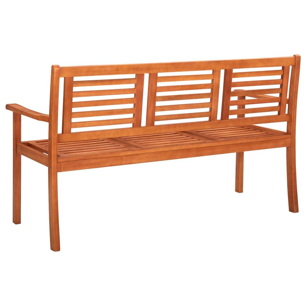 Helloshop26 - Banc de jardin meuble de patio d'extérieur terrasse 3 places 150 x 60 x 89 cm bois d'eucalyptus solide - Imagen 3