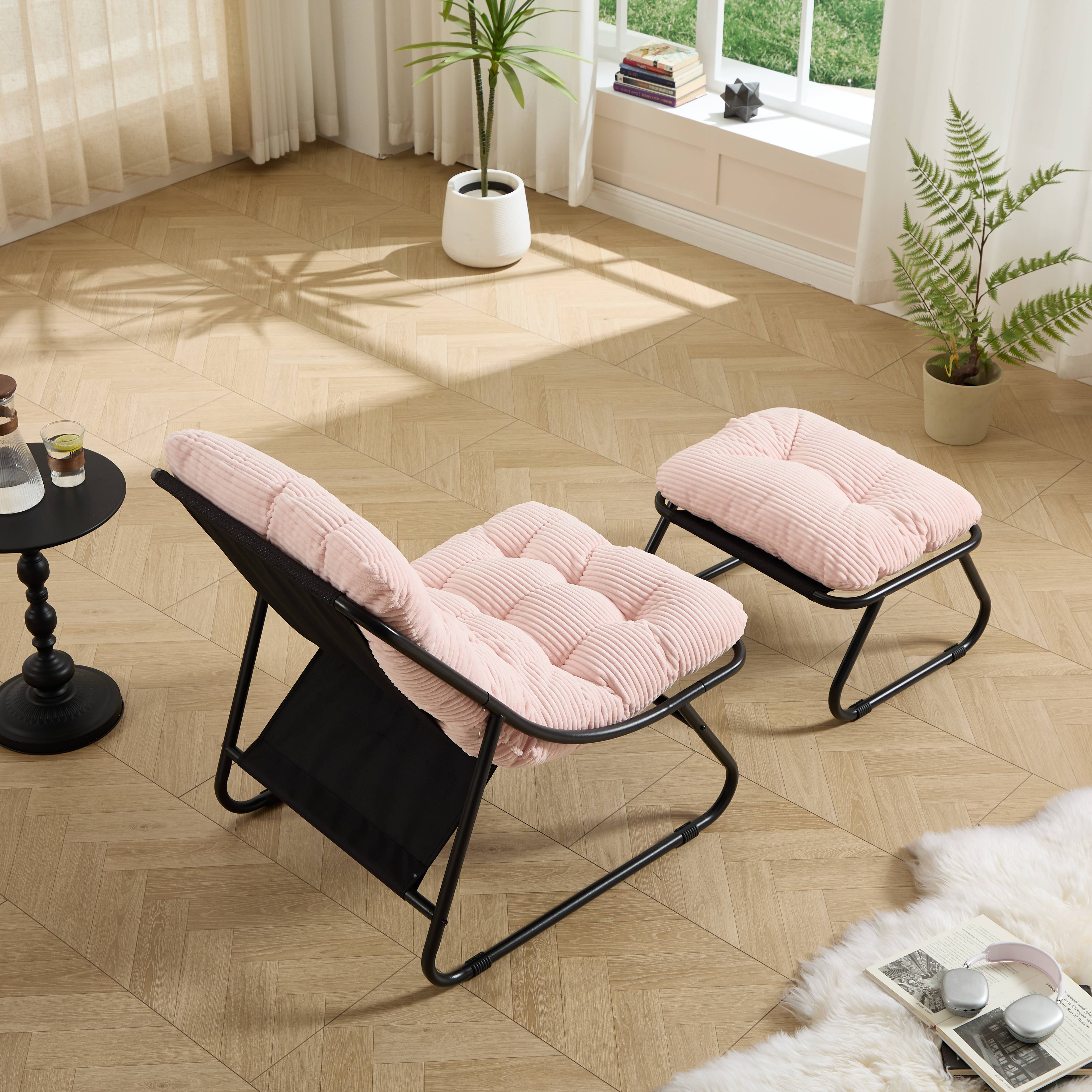 ComfortXL - Fauteuil relax avec repose-pieds acier salon jardin confort optimal rose noir - ComfortXL Outdoor Living - Image 8