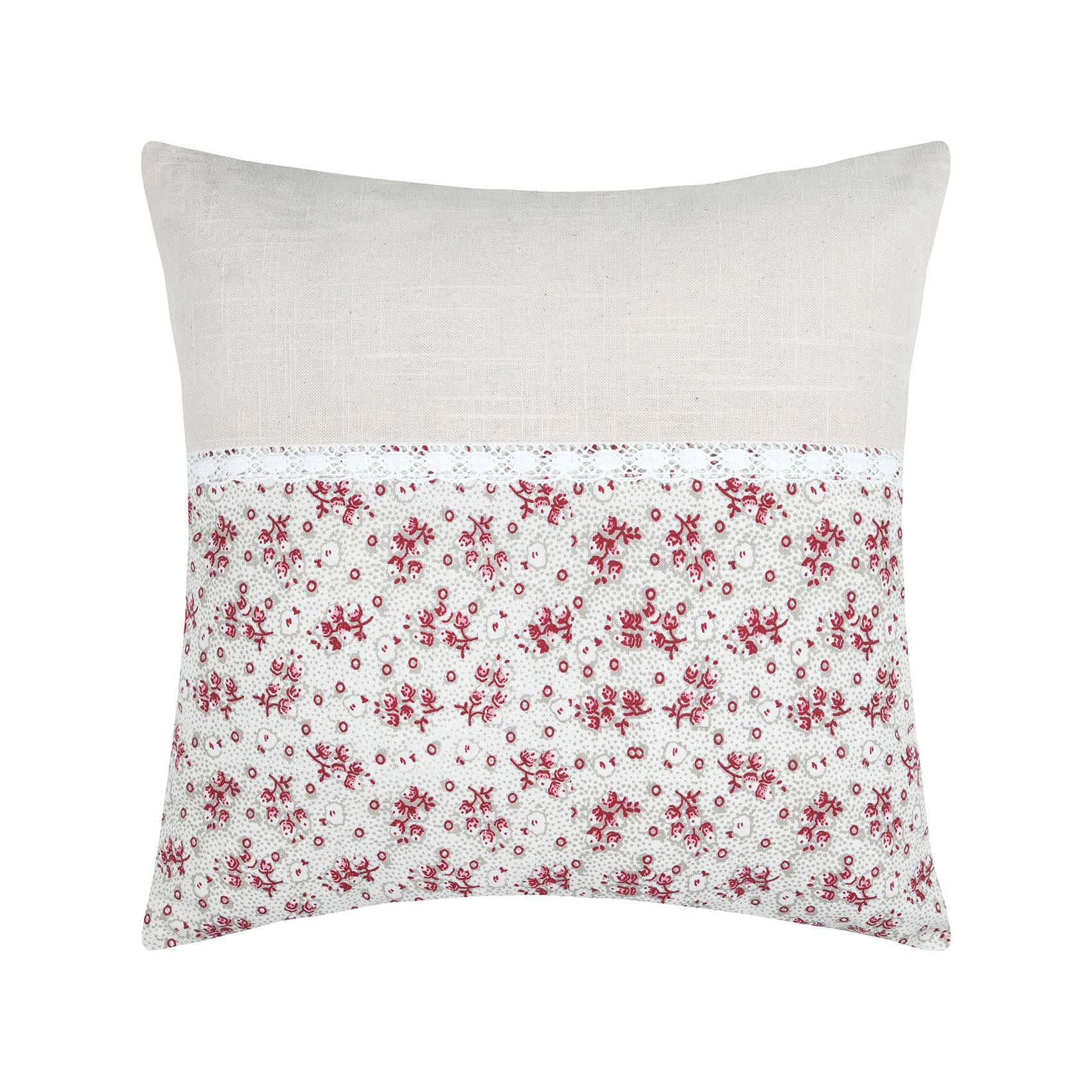 Lovely Casa - Coussin carré fleurs en coton - LOVELY CASA - Coton - Rose - Imagen 1
