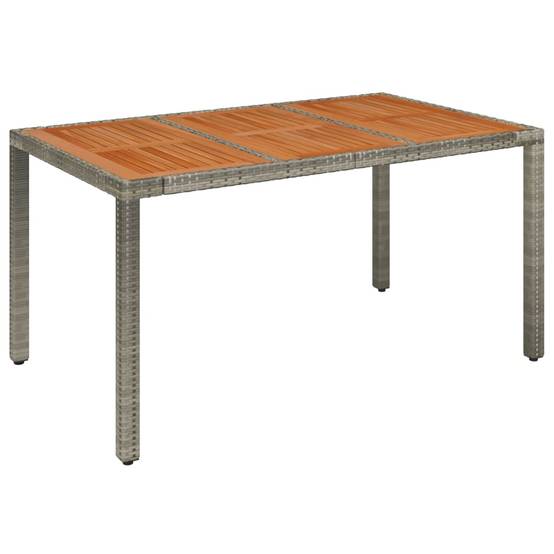 Table de jardin dessus en bois gris résine tressée 150 x 90 x 75 cm - PANGIVO - Image 2