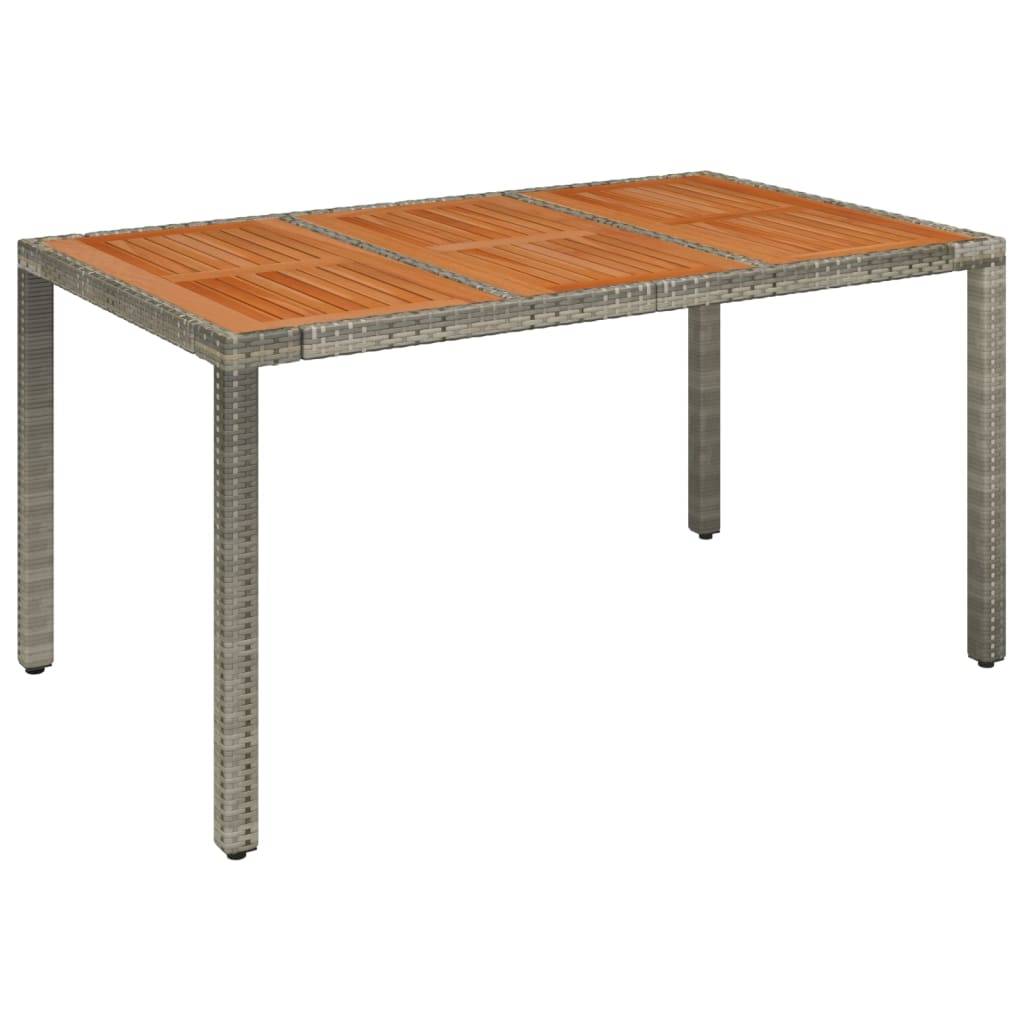 Table de jardin dessus en bois gris résine tressée 150 x 90 x 75 cm - PANGIVO - Image 2