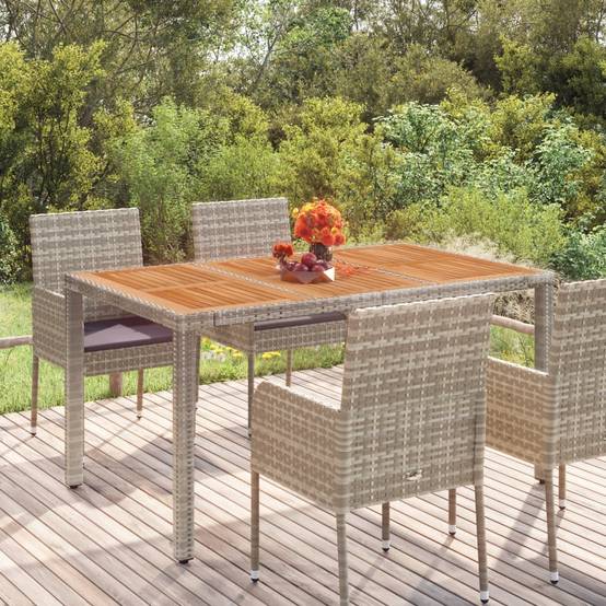 Table de jardin dessus en bois gris résine tressée 150 x 90 x 75 cm - PANGIVO - Image 1