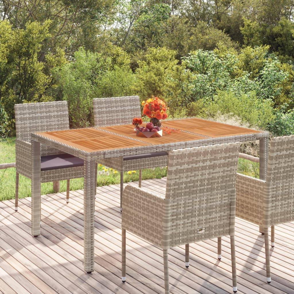 Table de jardin dessus en bois gris résine tressée 150 x 90 x 75 cm - PANGIVO - Image 1