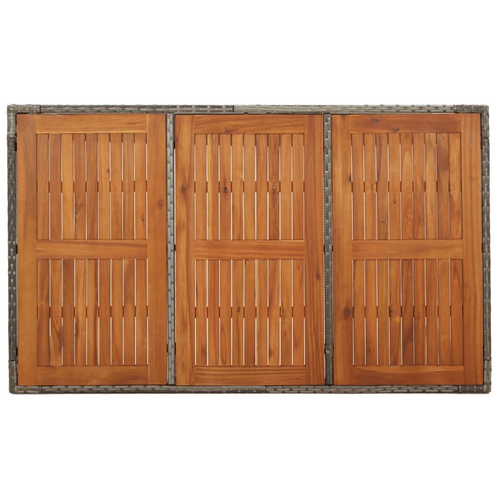 Table de jardin dessus en bois gris résine tressée 150 x 90 x 75 cm - PANGIVO - Image 5