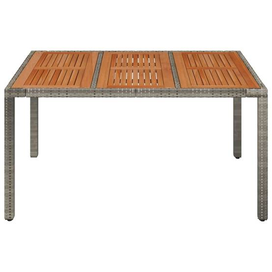 Table de jardin dessus en bois gris résine tressée 150 x 90 x 75 cm - PANGIVO - Image 3