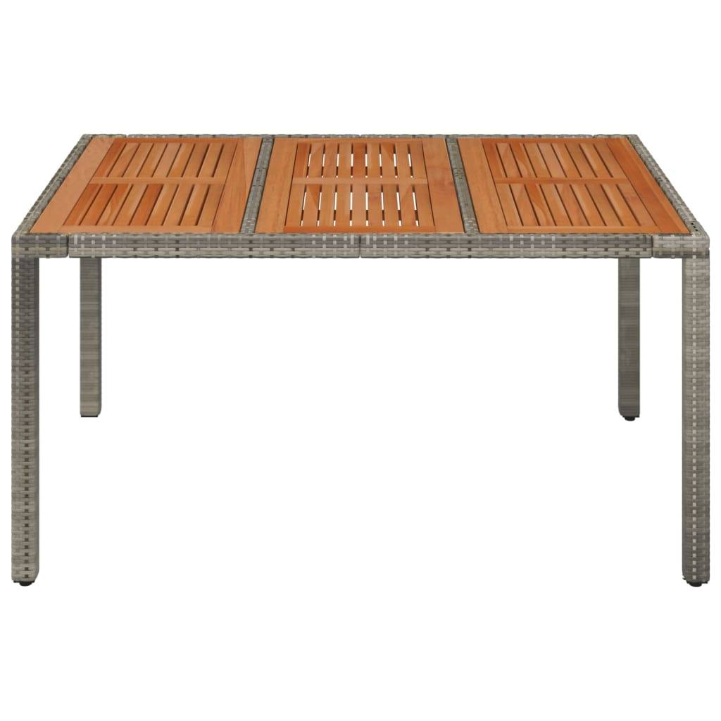 Table de jardin dessus en bois gris résine tressée 150 x 90 x 75 cm - PANGIVO - Image 3