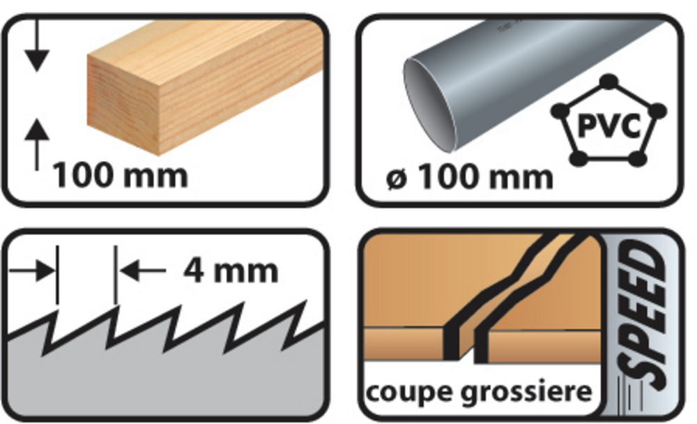 5 lames de scie sauteuse CV - Lu. 110 mm pas 4 mm - coupe grossière pour bois - LEMAN - 7007.05 - Imagen 6