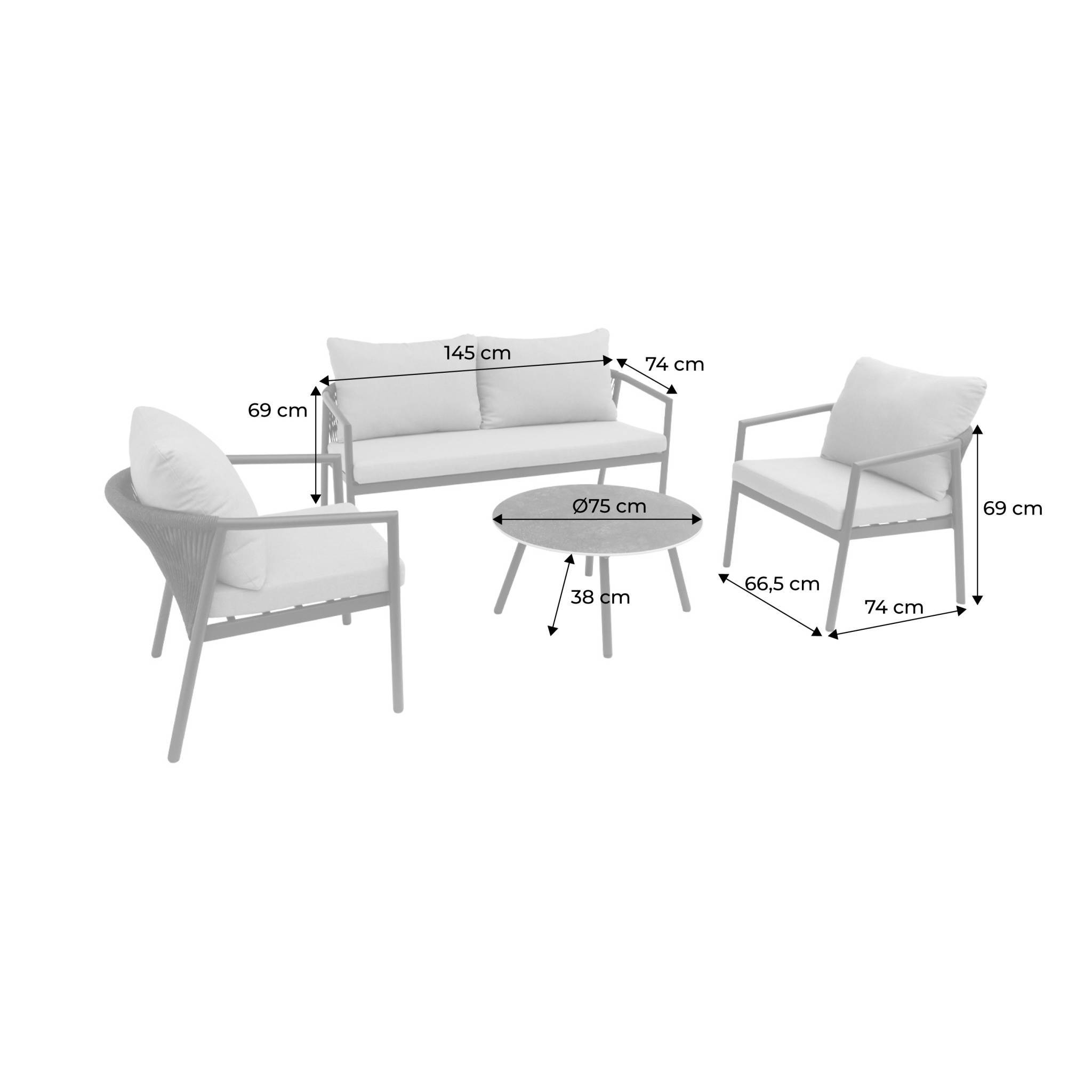 sweeek - Salon de jardin aluminium et cordes 4 places gris - Korava | sweeek - Image 5