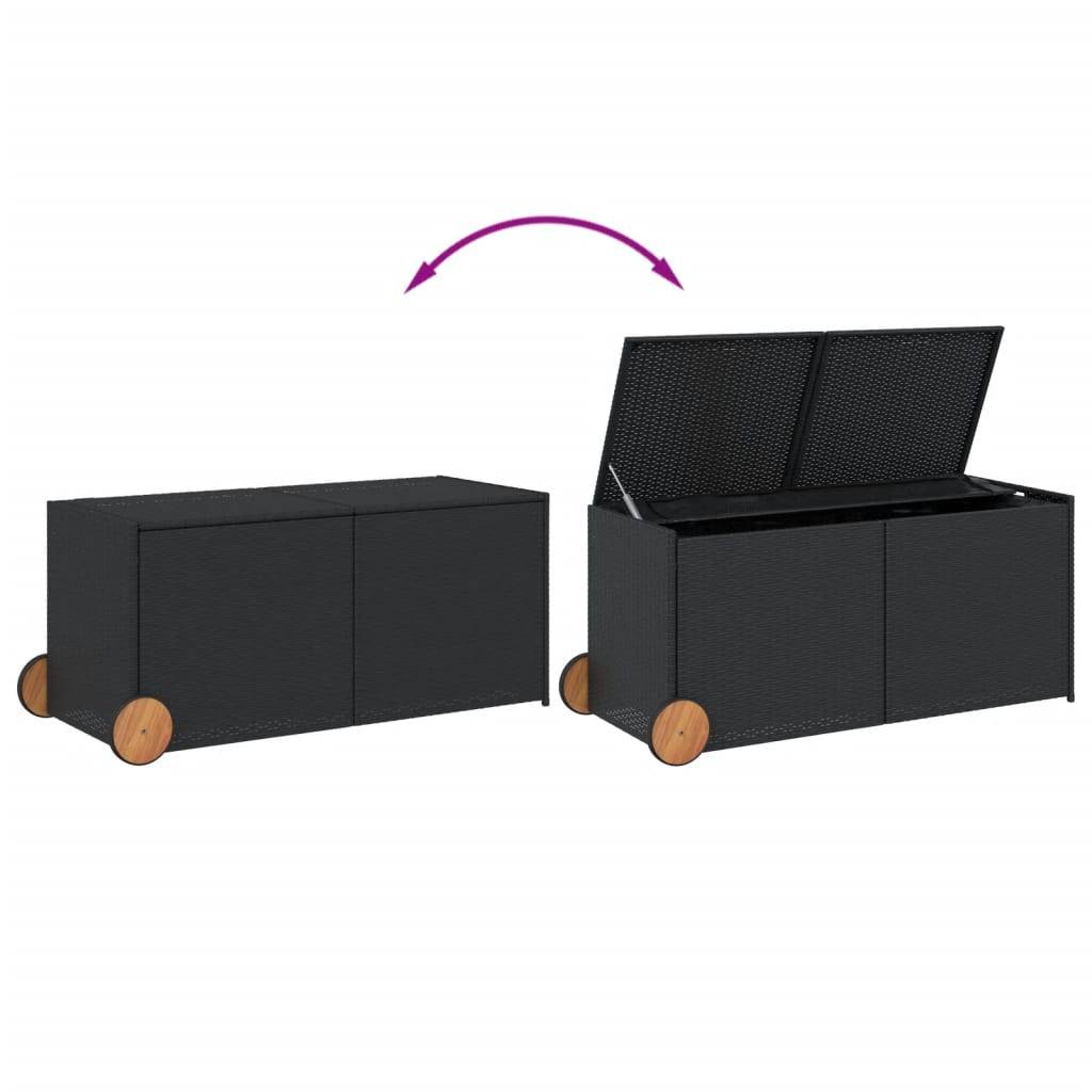 Coffre de rangement - Boîte de rangement extérieure - Coffre de jardin et roues noir 283L résine tressée - Image 7
