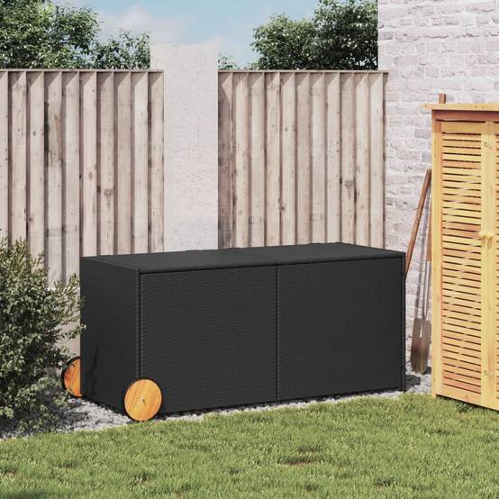 Coffre de rangement - Boîte de rangement extérieure - Coffre de jardin et roues noir 283L résine tressée - Image 3