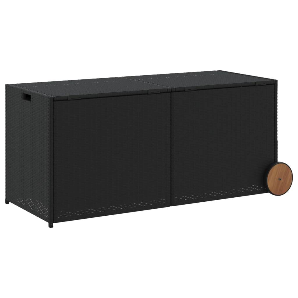 Coffre de rangement - Boîte de rangement extérieure - Coffre de jardin et roues noir 283L résine tressée - Image 6