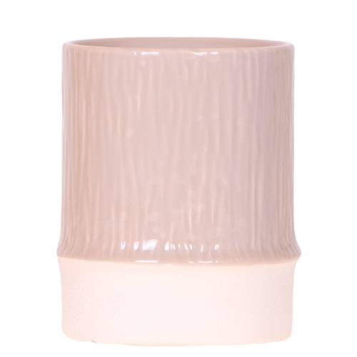 Cache-pot céramique texture bambou - esprit nature et sérénité - Pot de 9cm - sable - Image 1