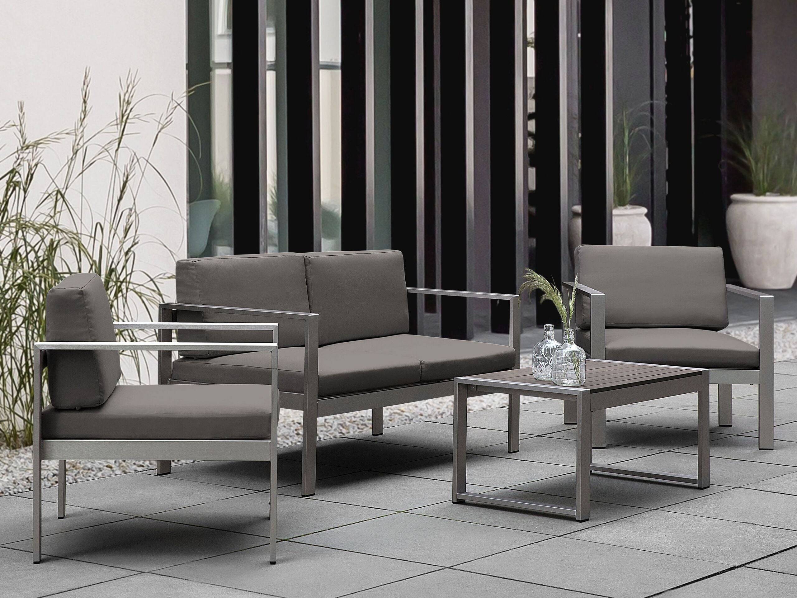 Beliani - Banc, 2 Personnes Aluminium Gris foncé SALERNO - Beliani - Imagen 1