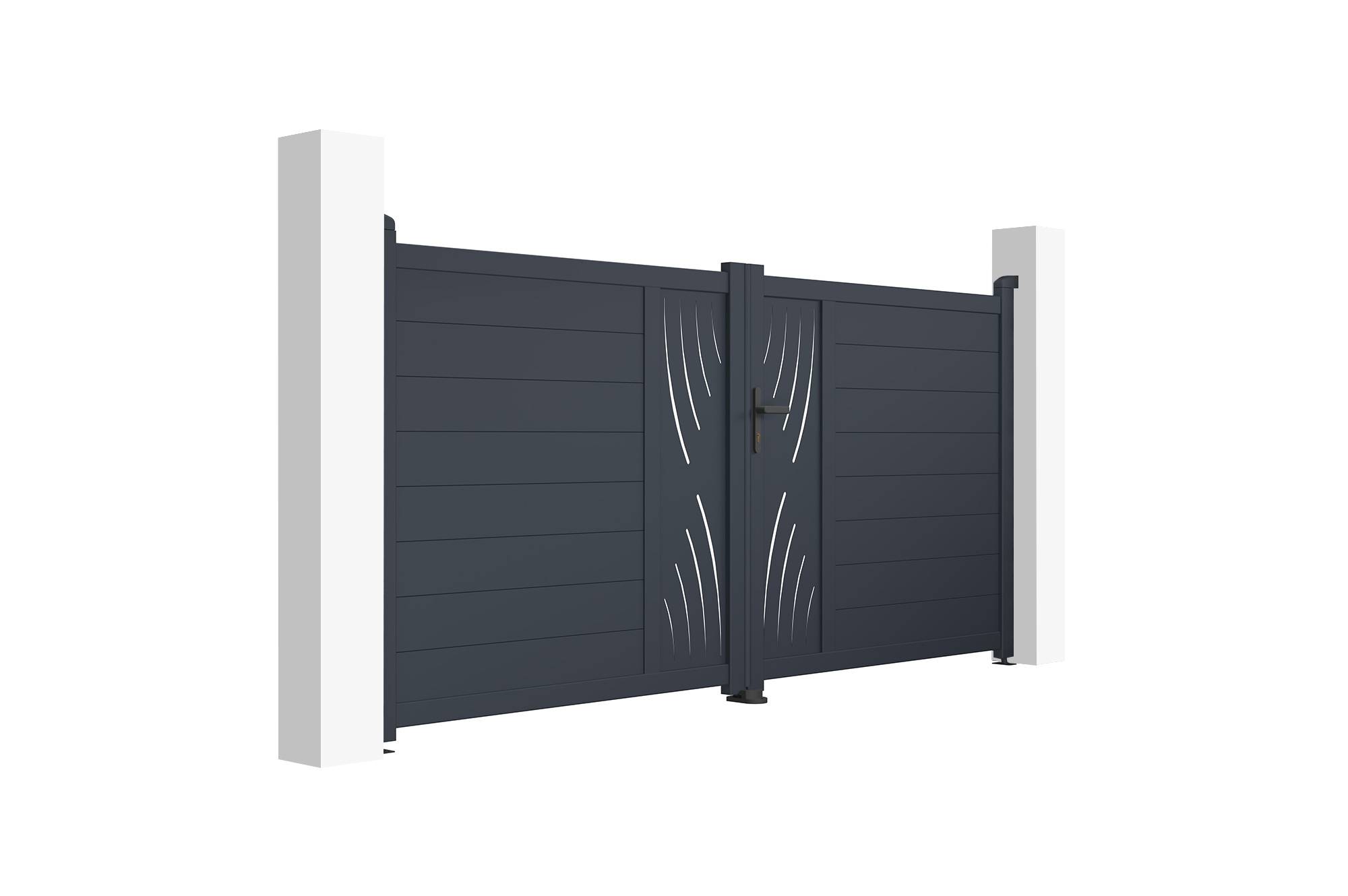 Casanoov Portail battant 3 m VELETA H.140 cm aluminium gris - Image 3