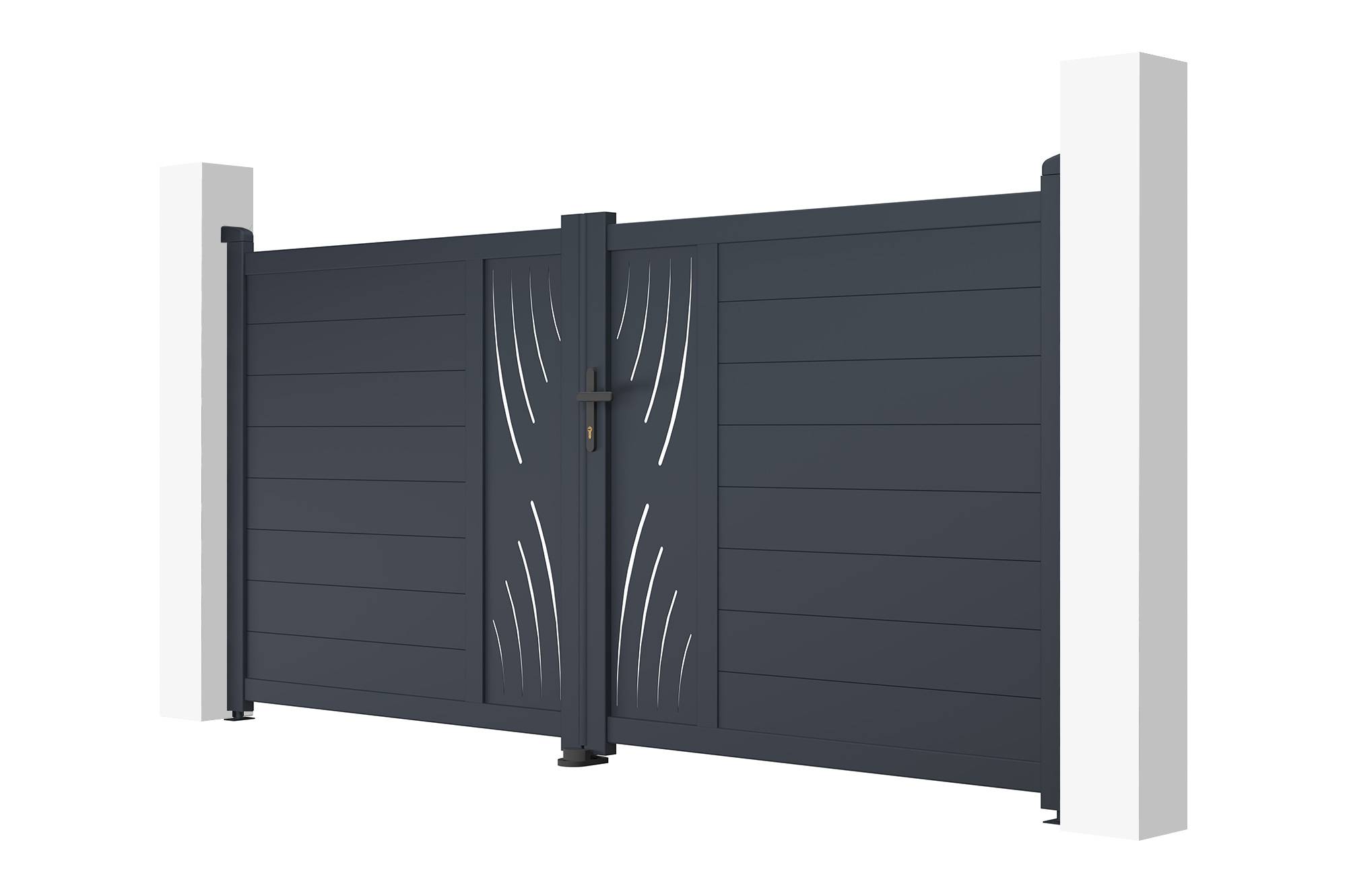 Casanoov Portail battant 3 m VELETA H.140 cm aluminium gris - Image 4