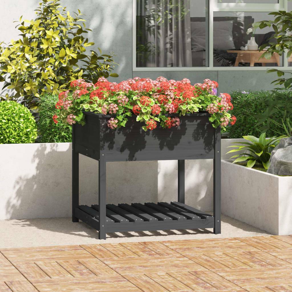 ComfortXL - Grand carré potager sur pieds bois avec étagère Gris 82,5cm – ComfortXL Outdoor Living - Image 1