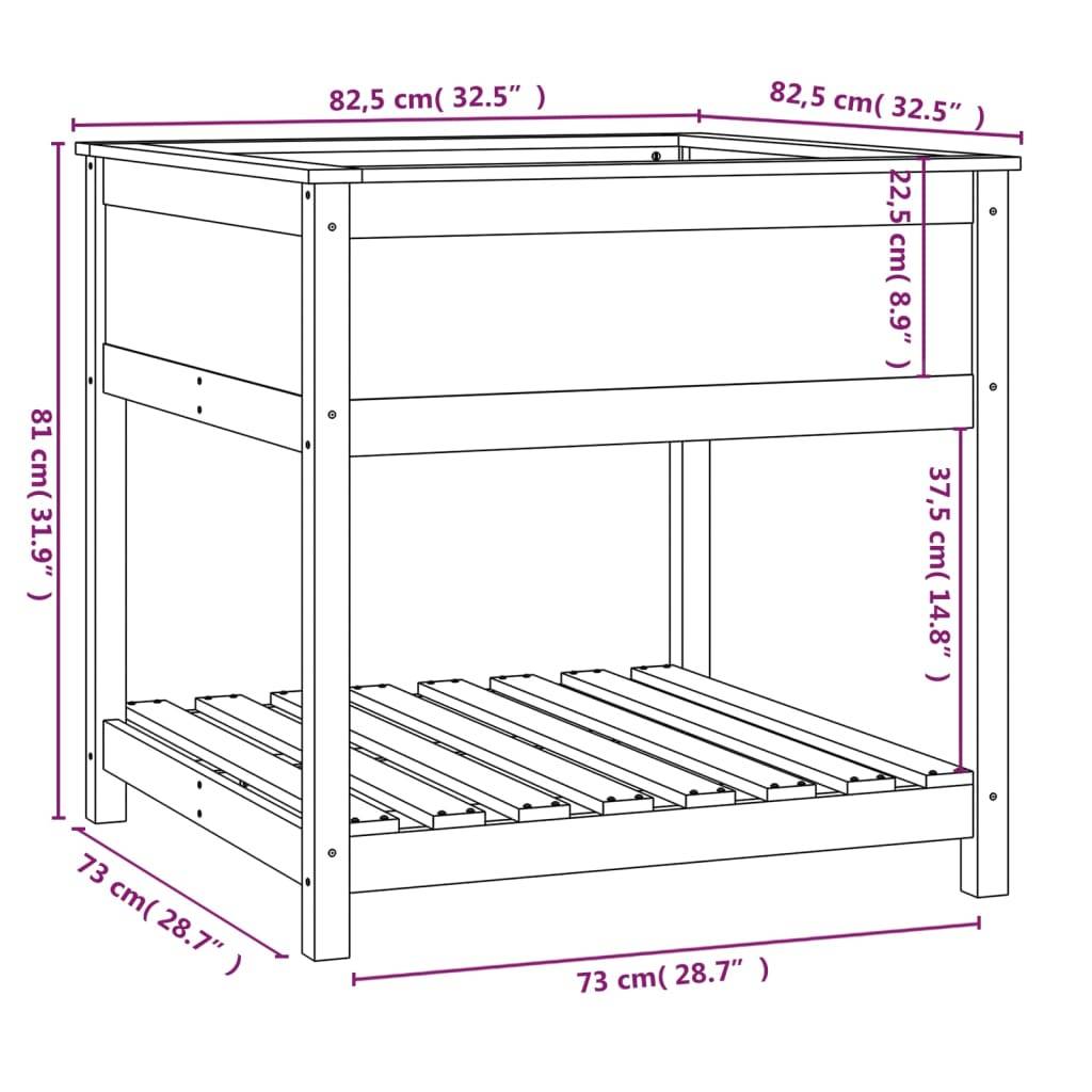 ComfortXL - Grand carré potager sur pieds bois avec étagère Gris 82,5cm – ComfortXL Outdoor Living - Image 8