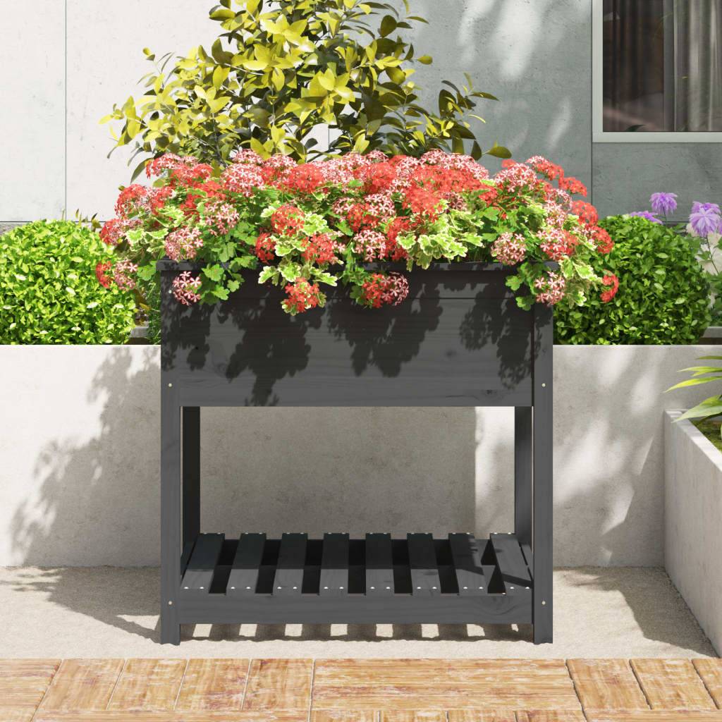 ComfortXL - Grand carré potager sur pieds bois avec étagère Gris 82,5cm – ComfortXL Outdoor Living - Image 3