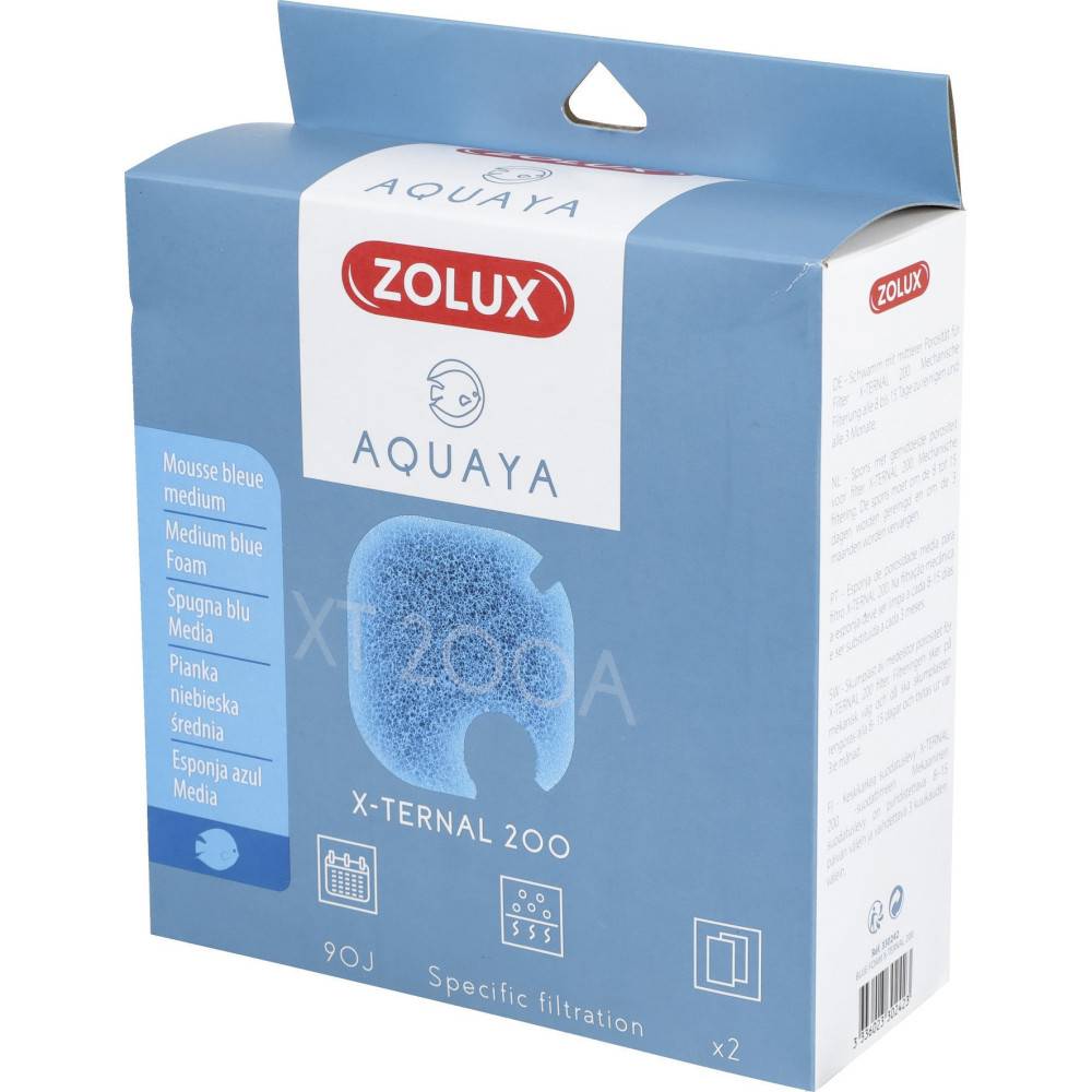 Zolux - Filtre pour pompe x-ternal 200, filtre XT 200 A mousse bleue medium x2. pour aquarium. - Imagen 2